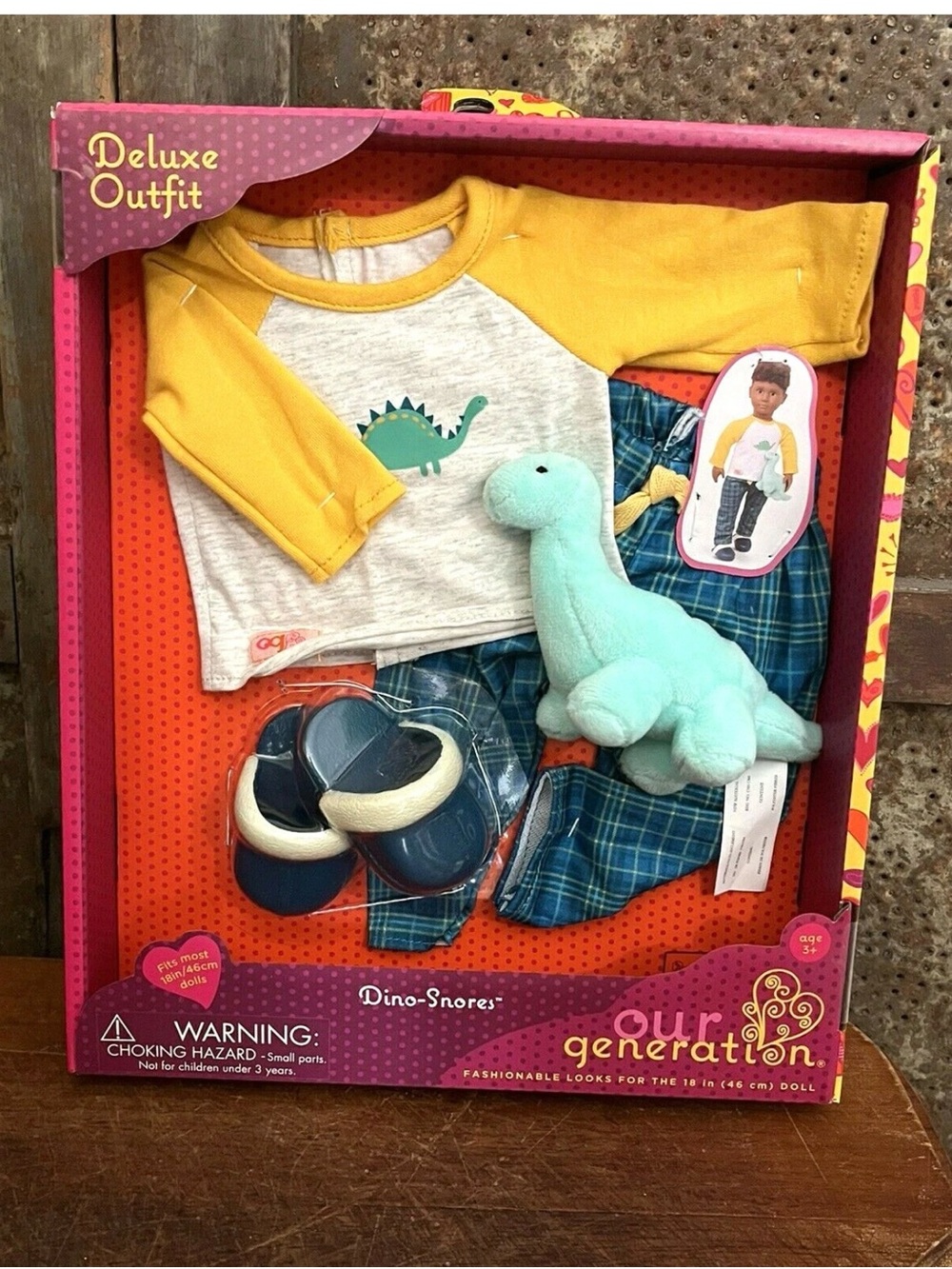 AG Our Generation 18" Boy Doll Christmas Outfit Dinosaur Pajamas Dino-Snores NIB